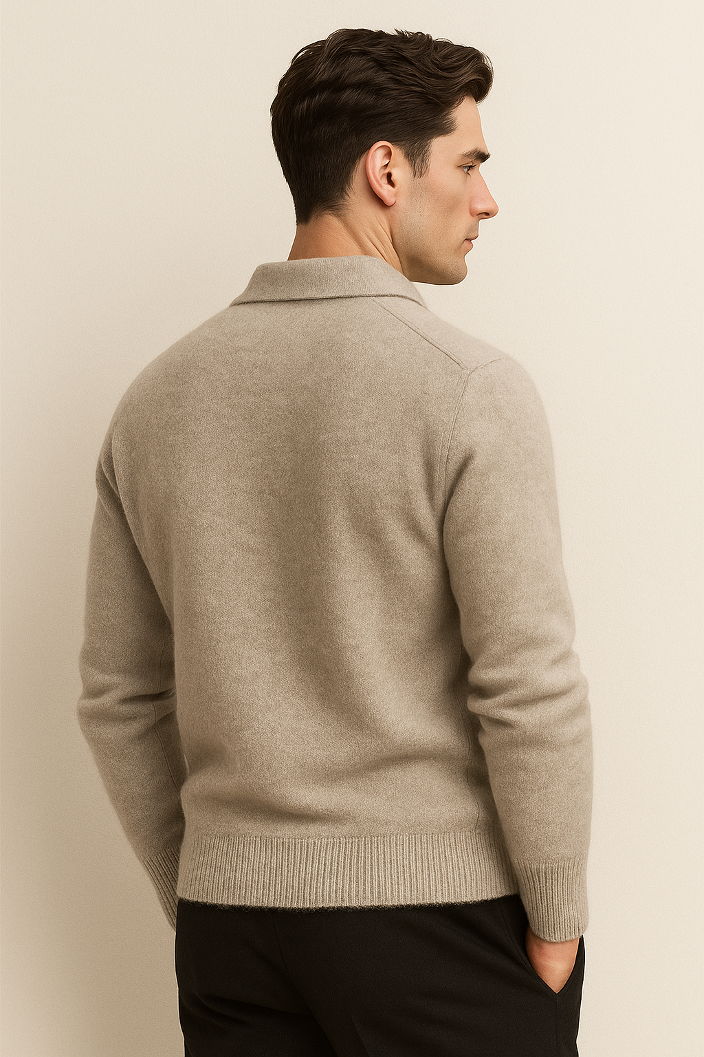 Marencio Cashmere Polo Knit Grey - Emiral Couture