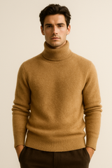 Carezza Cashmere Turtleneck Brown - Emiral Couture