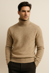 Carezza Cashmere Turtleneck Dark Beige - Emiral Couture
