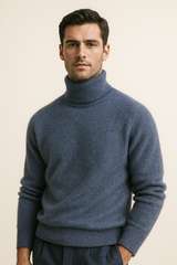 Carezza Cashmere Turtleneck Blue - Emiral Couture