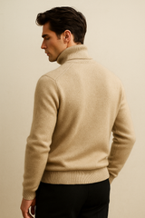 Carezza Cashmere Turtleneck Beige - Emiral Couture