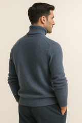 Carezza Cashmere Turtleneck Blue - Emiral Couture