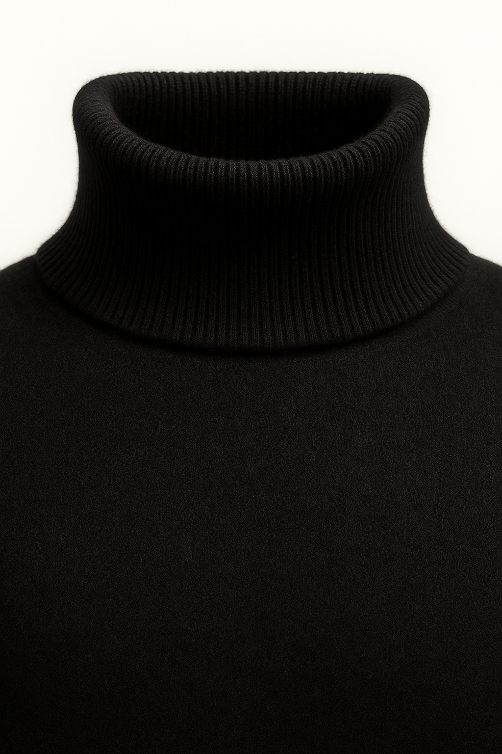 Emiral Couture black cashmere turtleneck sweater with a soft, luxurious texture and elegant design.