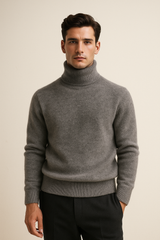 Carezza Cashmere Turtleneck Grey - Emiral Couture