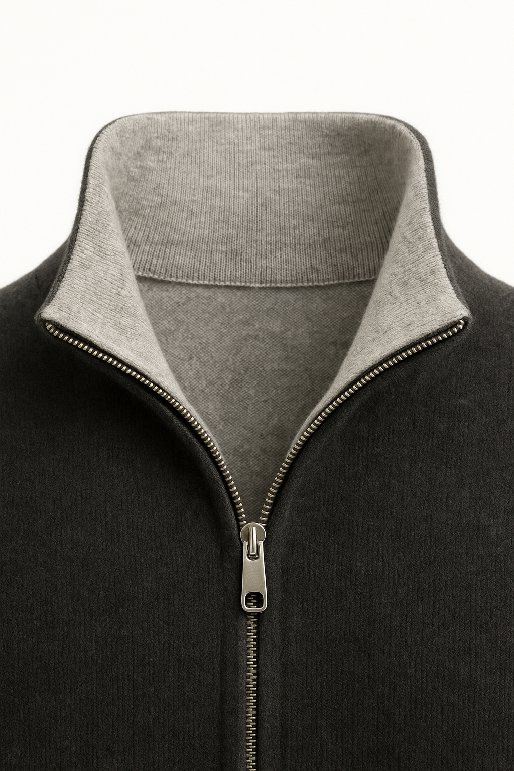 Marciello Reversible Cashmere Zip Knit Grey & Dark Grey - Emiral Couture