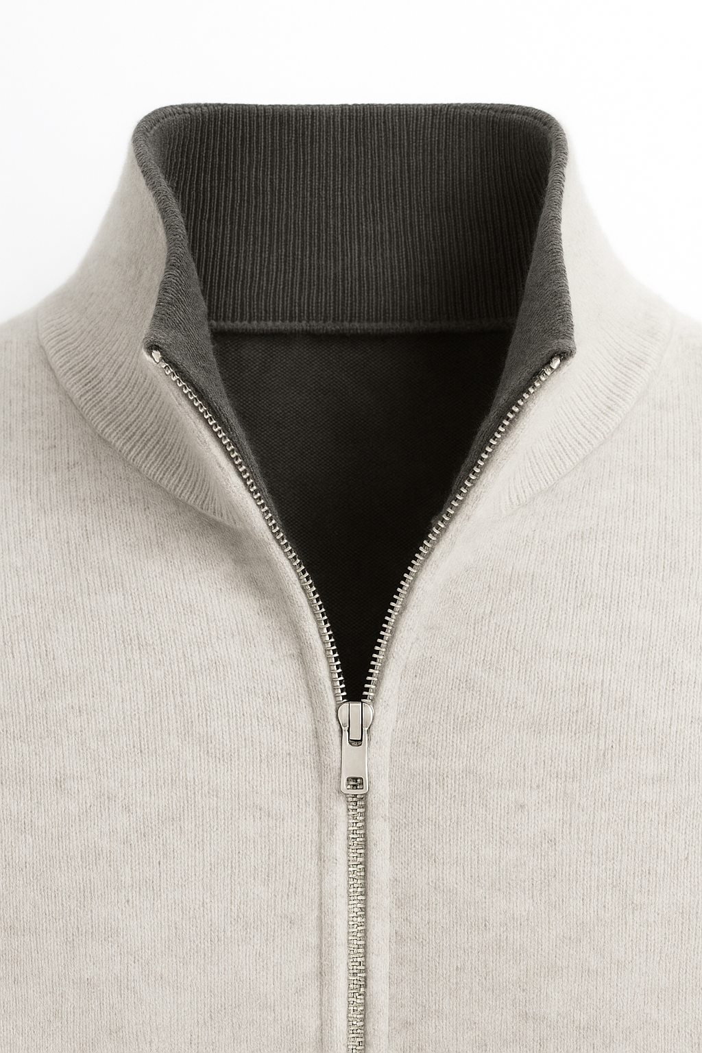 Marciello Reversible Cashmere Zip Knit Grey & Dark Grey - Emiral Couture