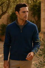 Georgio Reversible Cashmere Zip Knit Navy