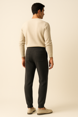 Dark grey Sartore cashmere trousers by Emiral Couture, featuring a tailored fit and soft fabric texture.
