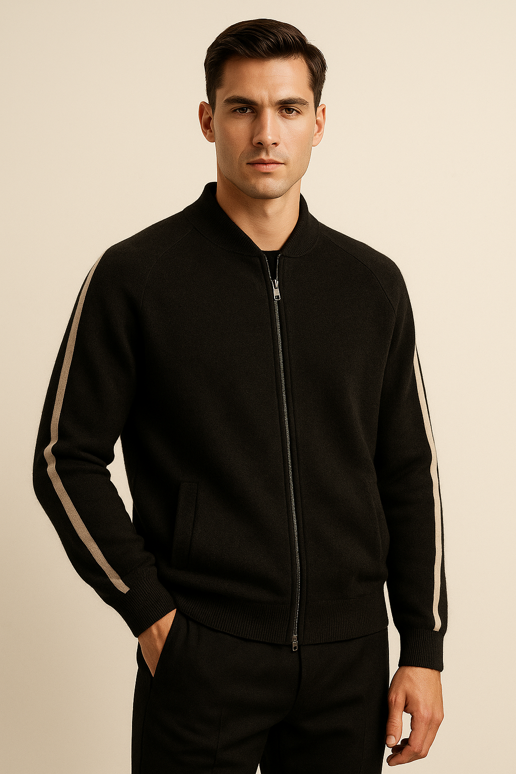 Havren Cashmere Zip Knit Black - Emiral Couture