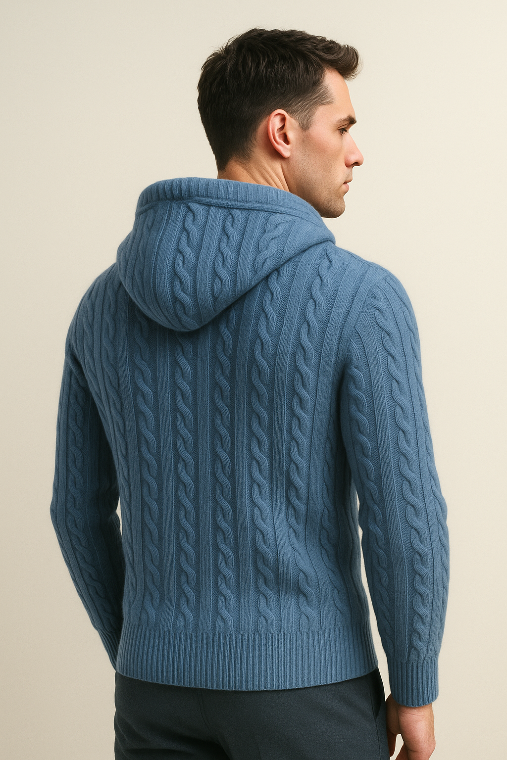 Talieri Hooded Cable Knit Blue - Emiral Couture