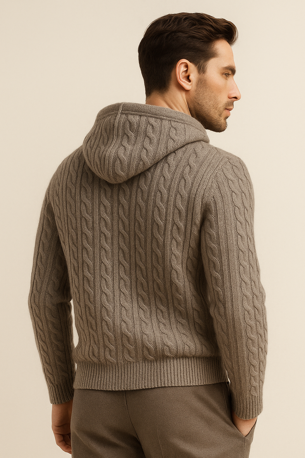 Talieri Hooded Cable Knit Grey - Emiral Couture