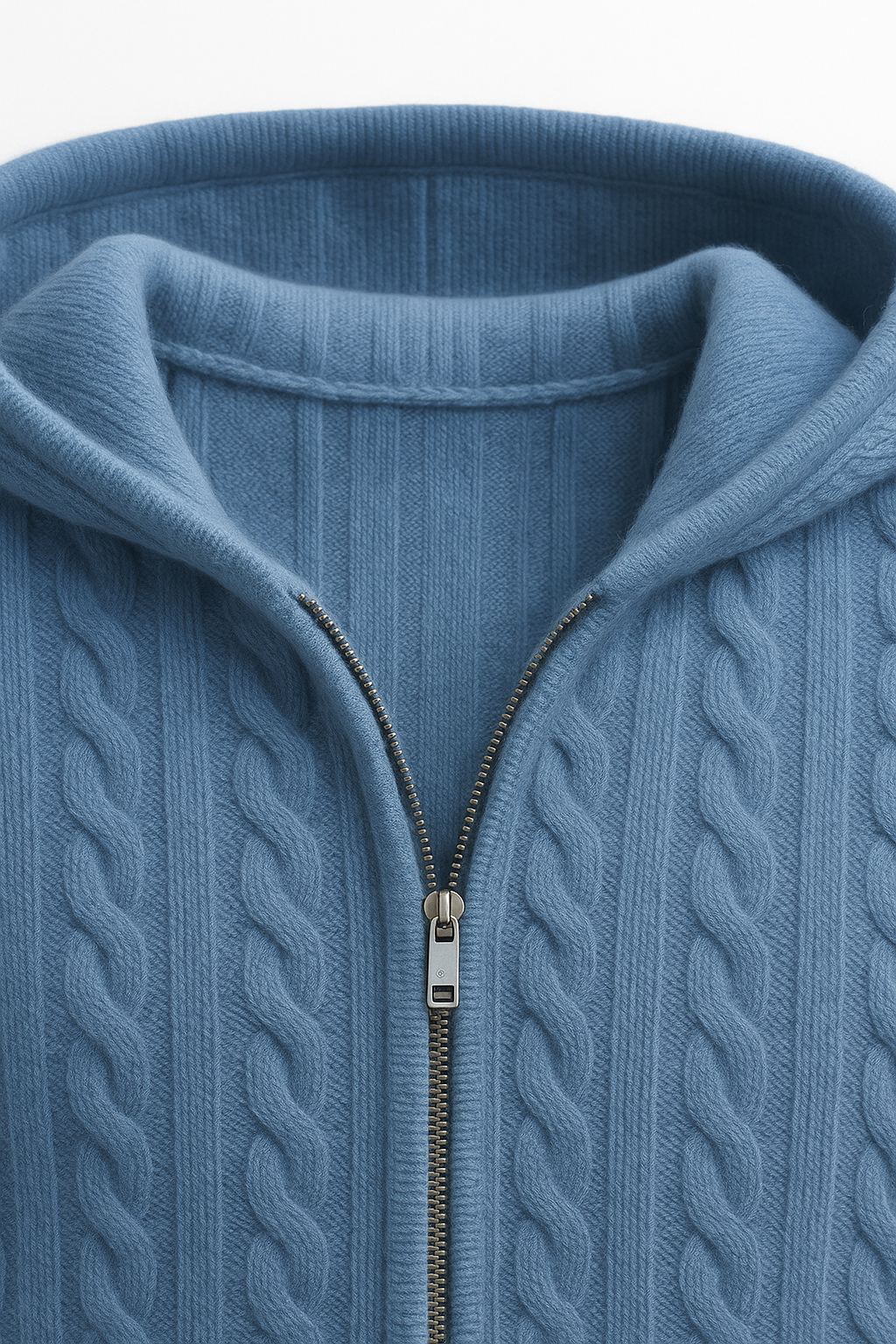 Talieri Hooded Cable Knit Blue - Emiral Couture