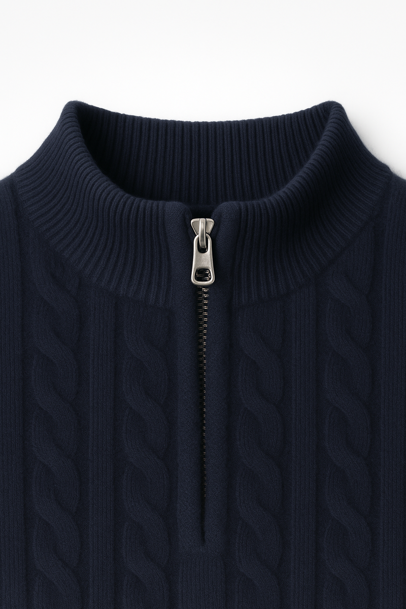 Lerano Cashmere Half-Zip Knit Navy