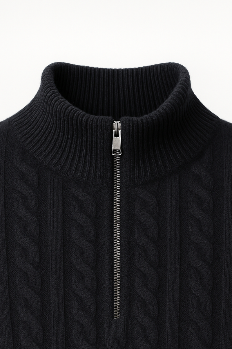 Lerano Cashmere Half-Zip Knit Black