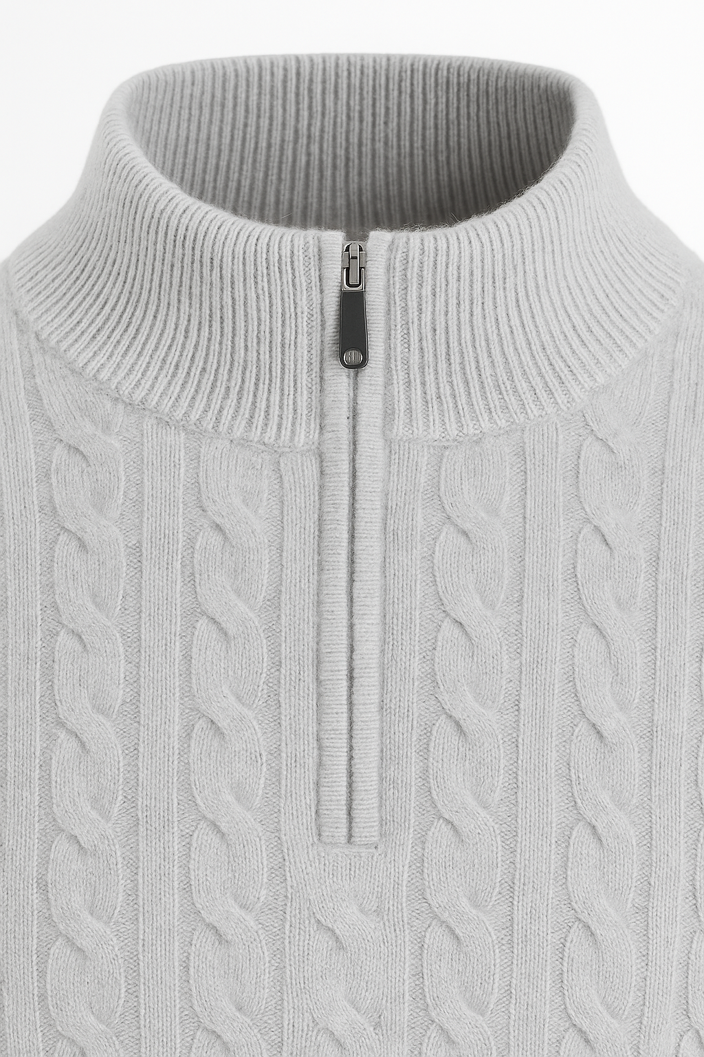 Lerano Cashmere Half-Zip Knit Grey - Emiral Couture