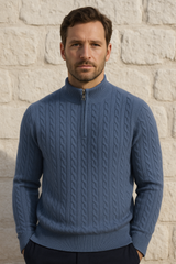 Collezione Cashmere Half-Zip Knit Blue