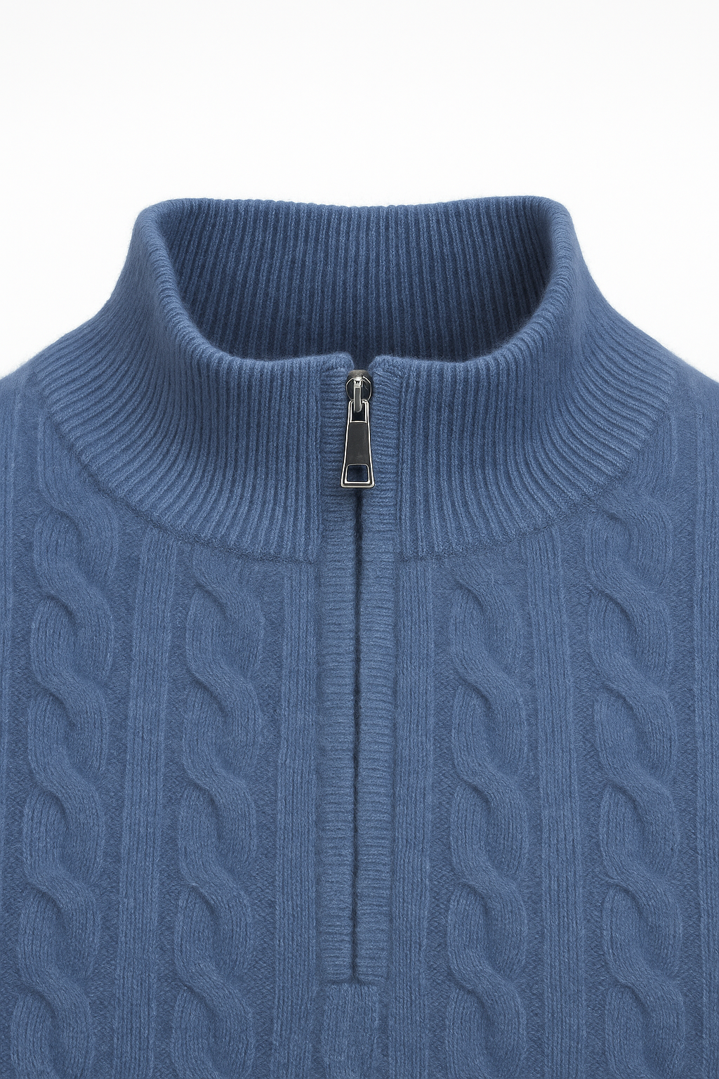 Collezione Cashmere Half-Zip Knit Blue - Emiral Couture