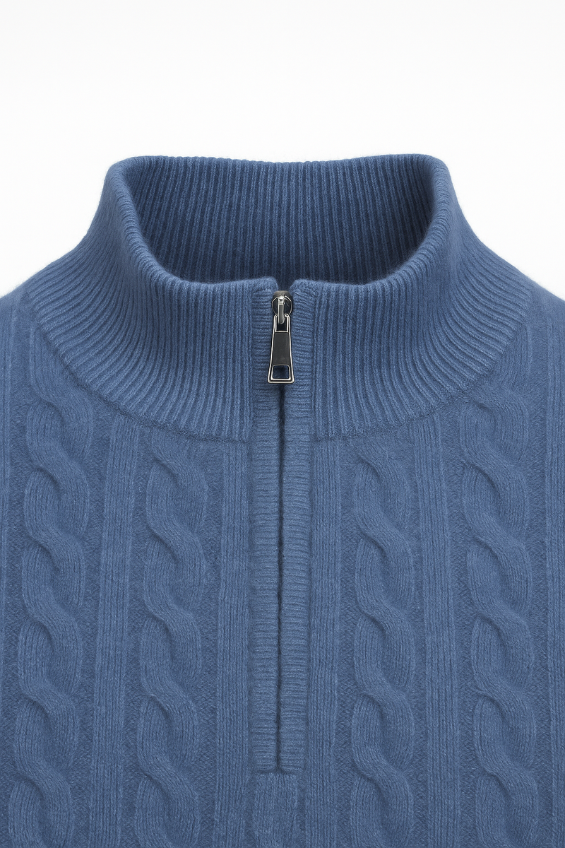 Collezione Cashmere Half-Zip Knit Blue