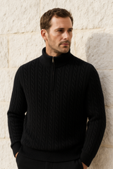 Lerano Cashmere Half-Zip Knit Black