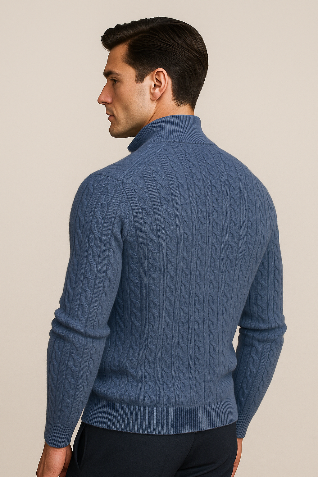 Collezione Cashmere Half-Zip Knit Blue - Emiral Couture