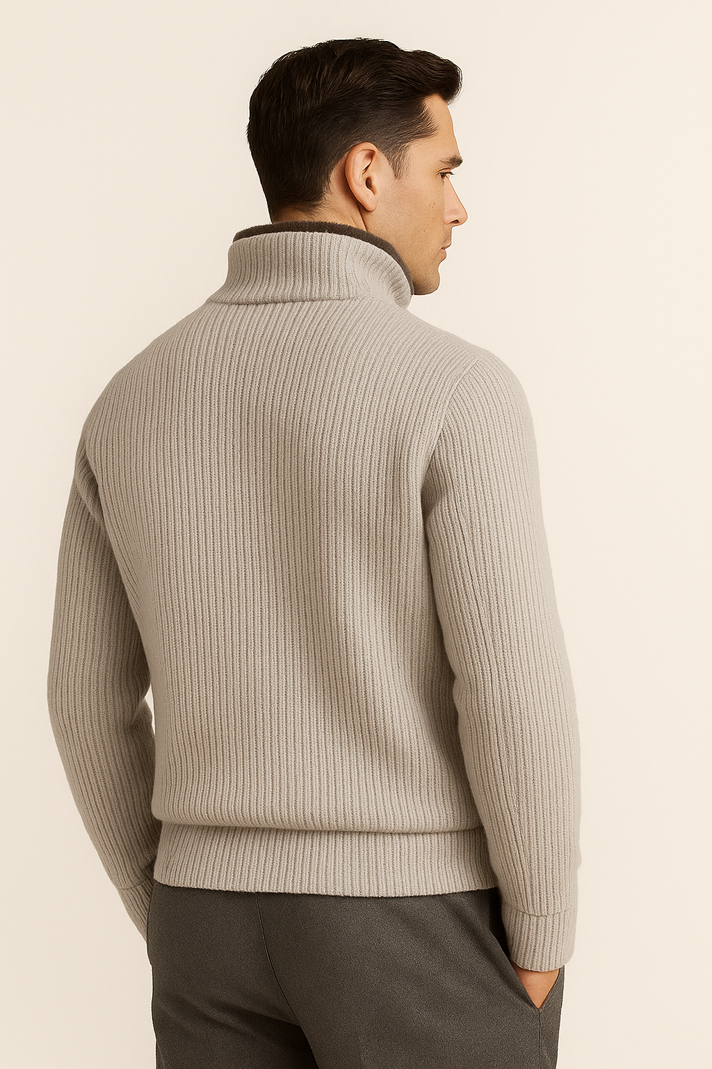 Emiral Couture grey merino blouson cardigan with a stylish design and relaxed fit, perfect for layering.