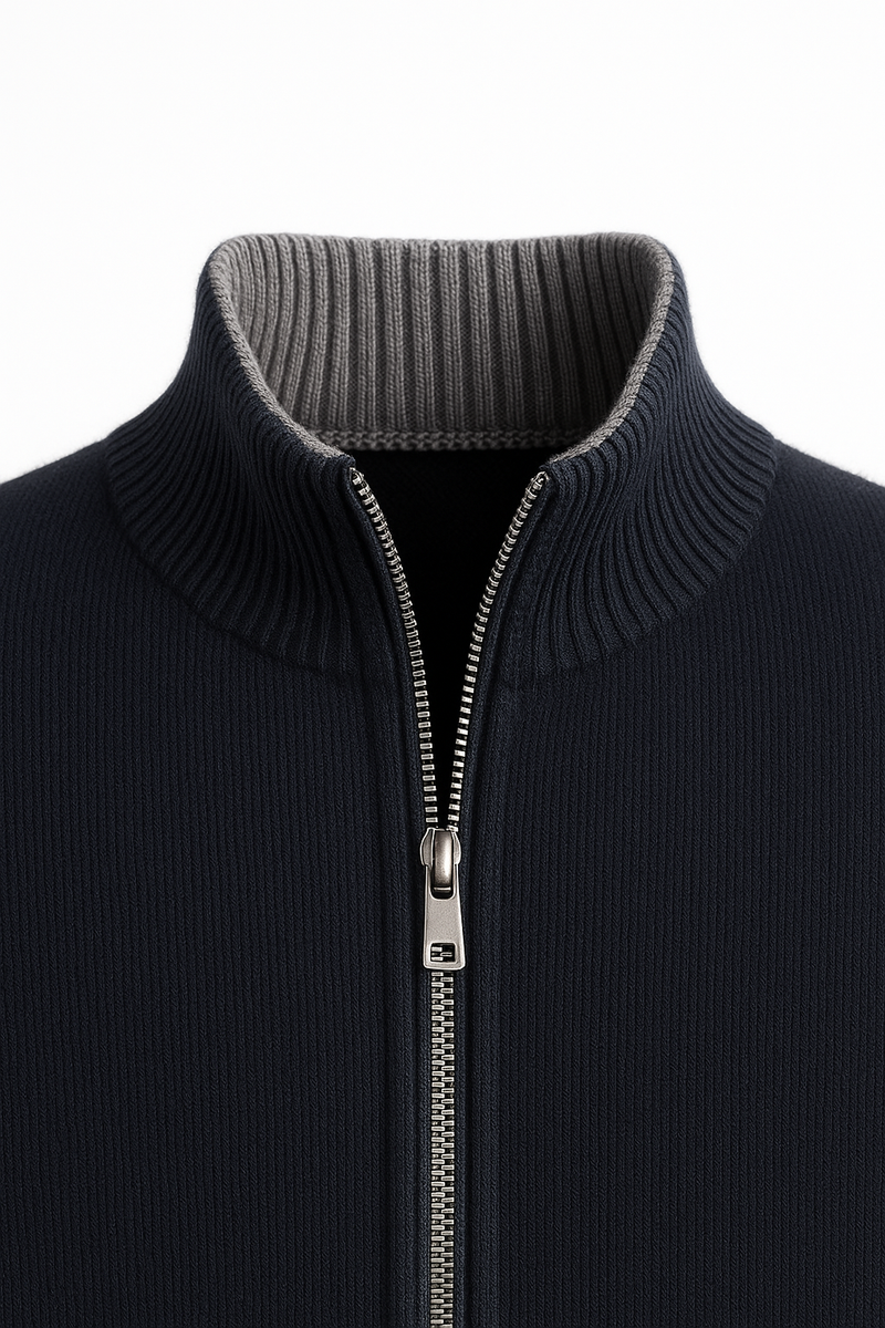 Leonardo Zip Cardigan Navy