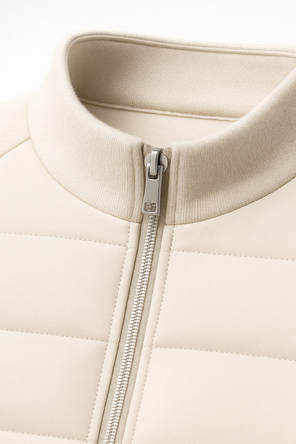 Emiral Couture Sorrento ivory wool padded jacket with a stylish design and textured fabric.