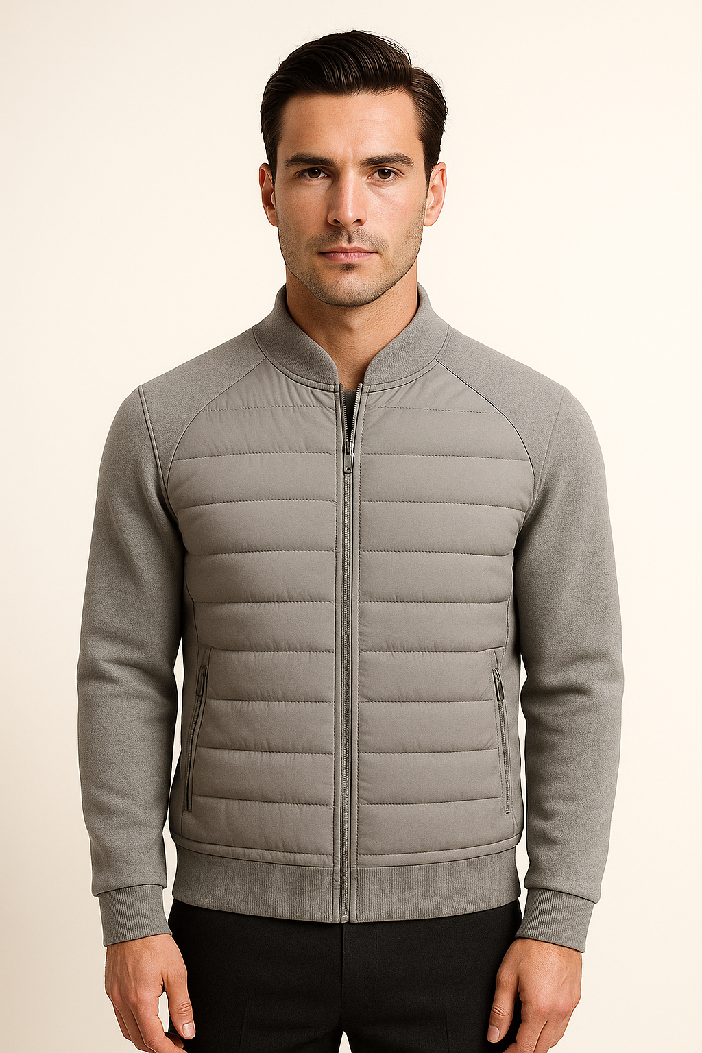 Sorrento Wool Padded Jacket Grey - Emiral Couture