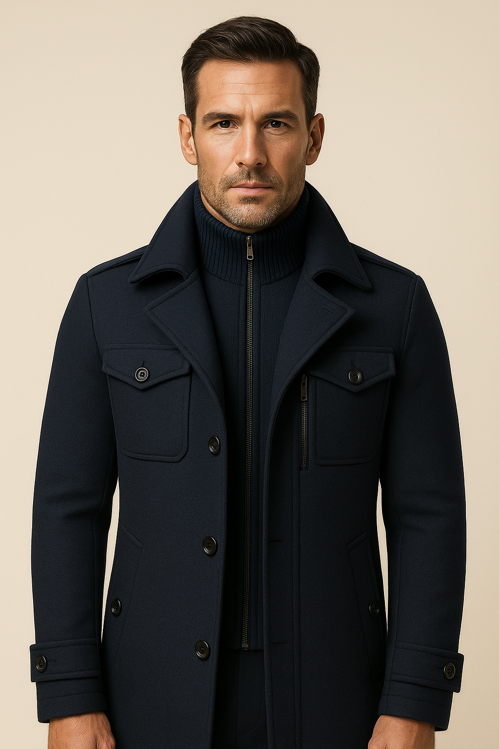 Melvin Field Coat Navy - Emiral Couture