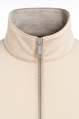 Emiral Couture ivory Reverso bomber jacket featuring a chrome zipper and sleek design for a stylish look.