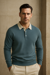Polo Knit Cyan - Emiral Couture