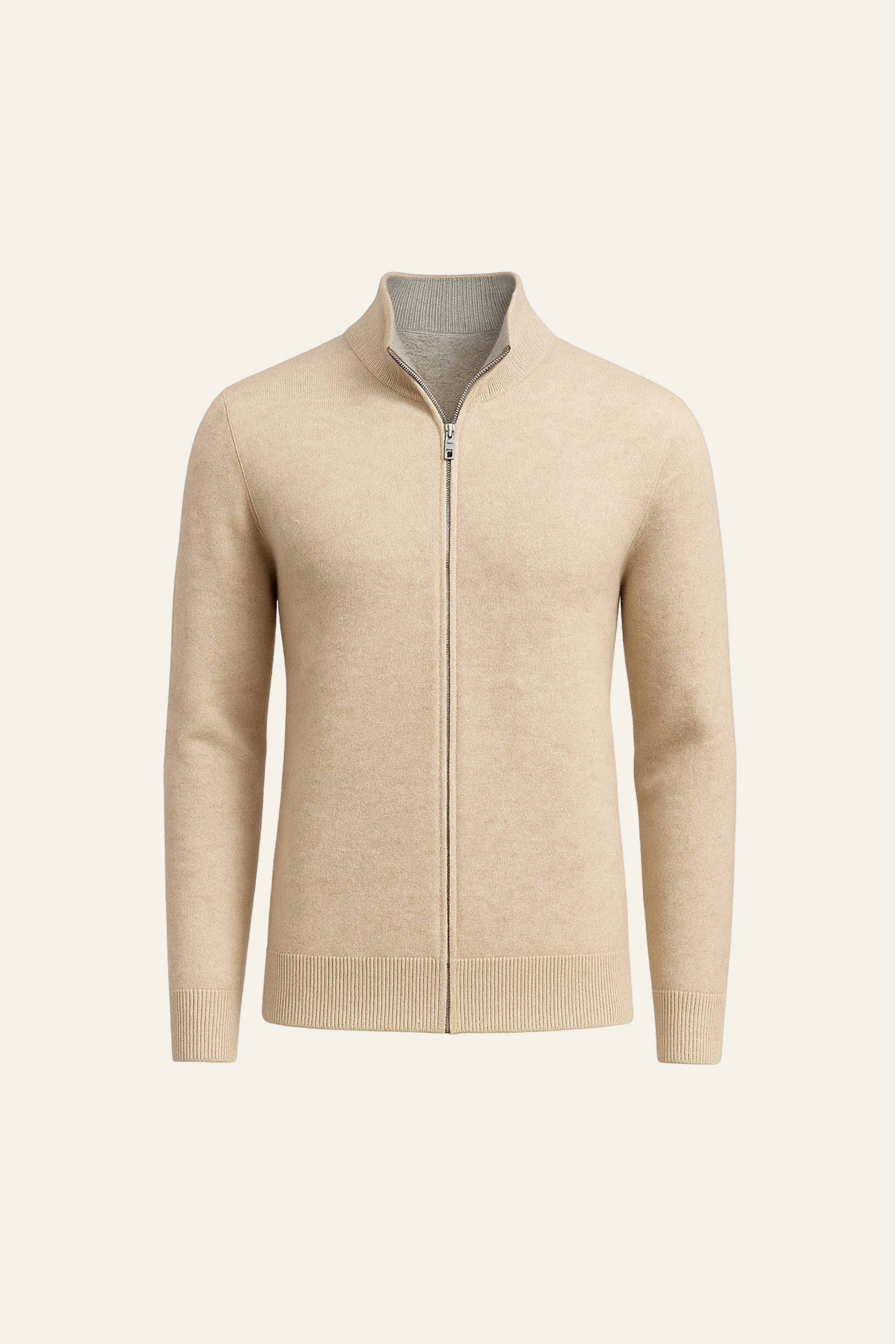 Marciello Reversible Cashmere Zip Knit Beige & Grey - Emiral Couture