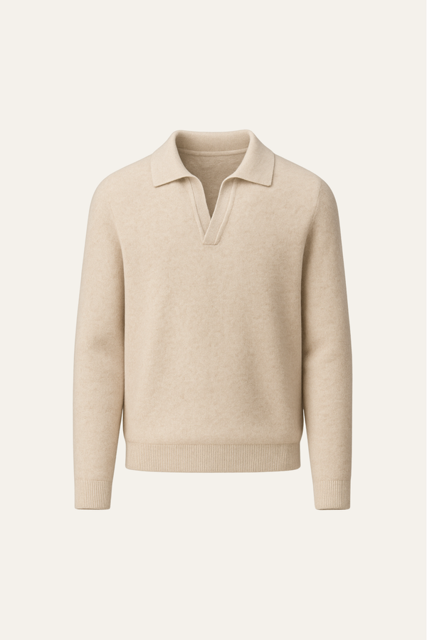 Marencio Cashmere Polo Knit Oatmeal