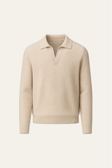 Marencio Cashmere Polo Knit Oatmeal