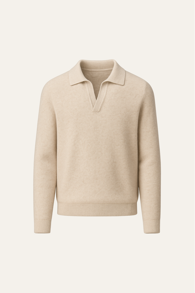 Marencio Cashmere Polo Knit Oatmeal