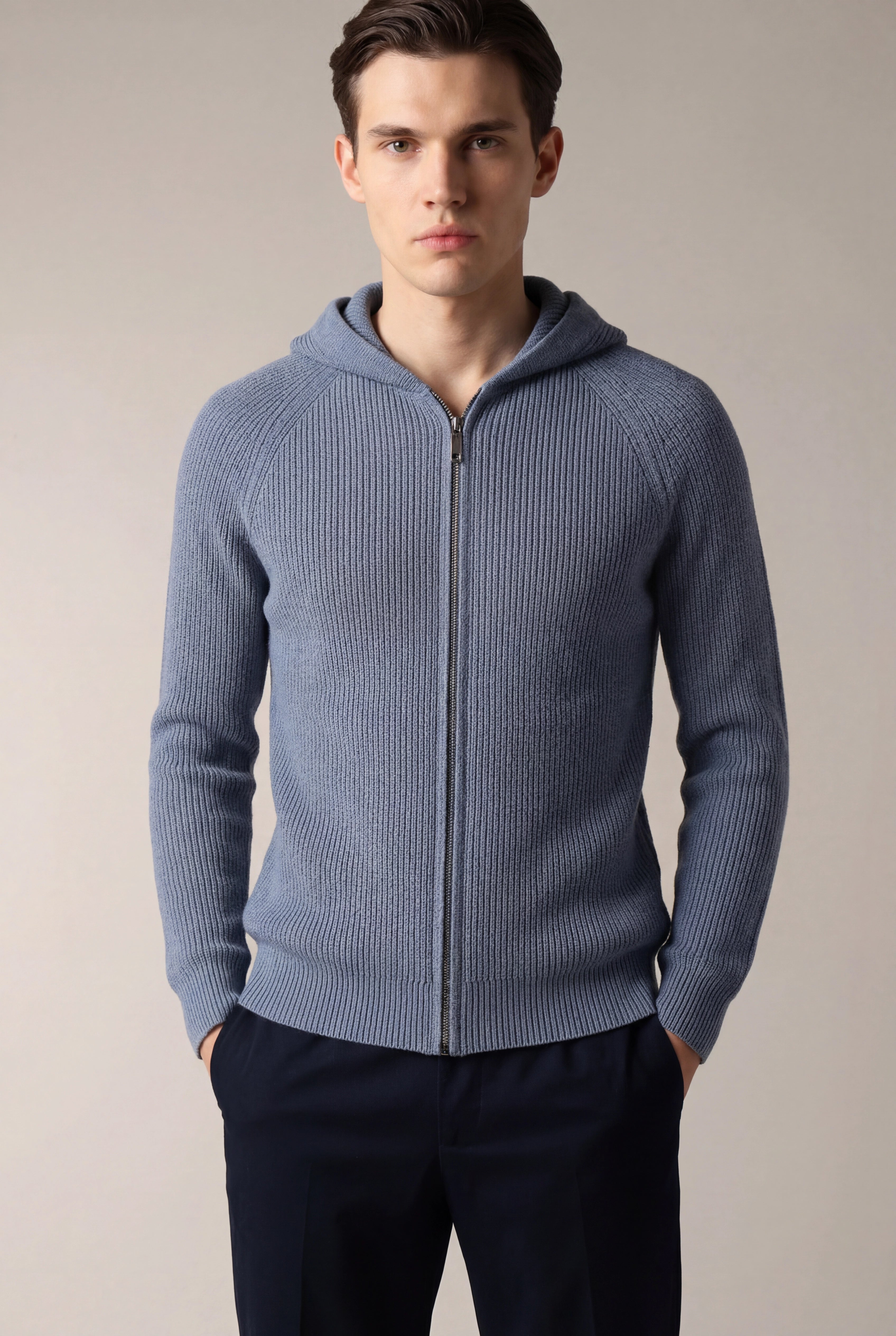 Siro Light Blue Cable Knit Hoodie