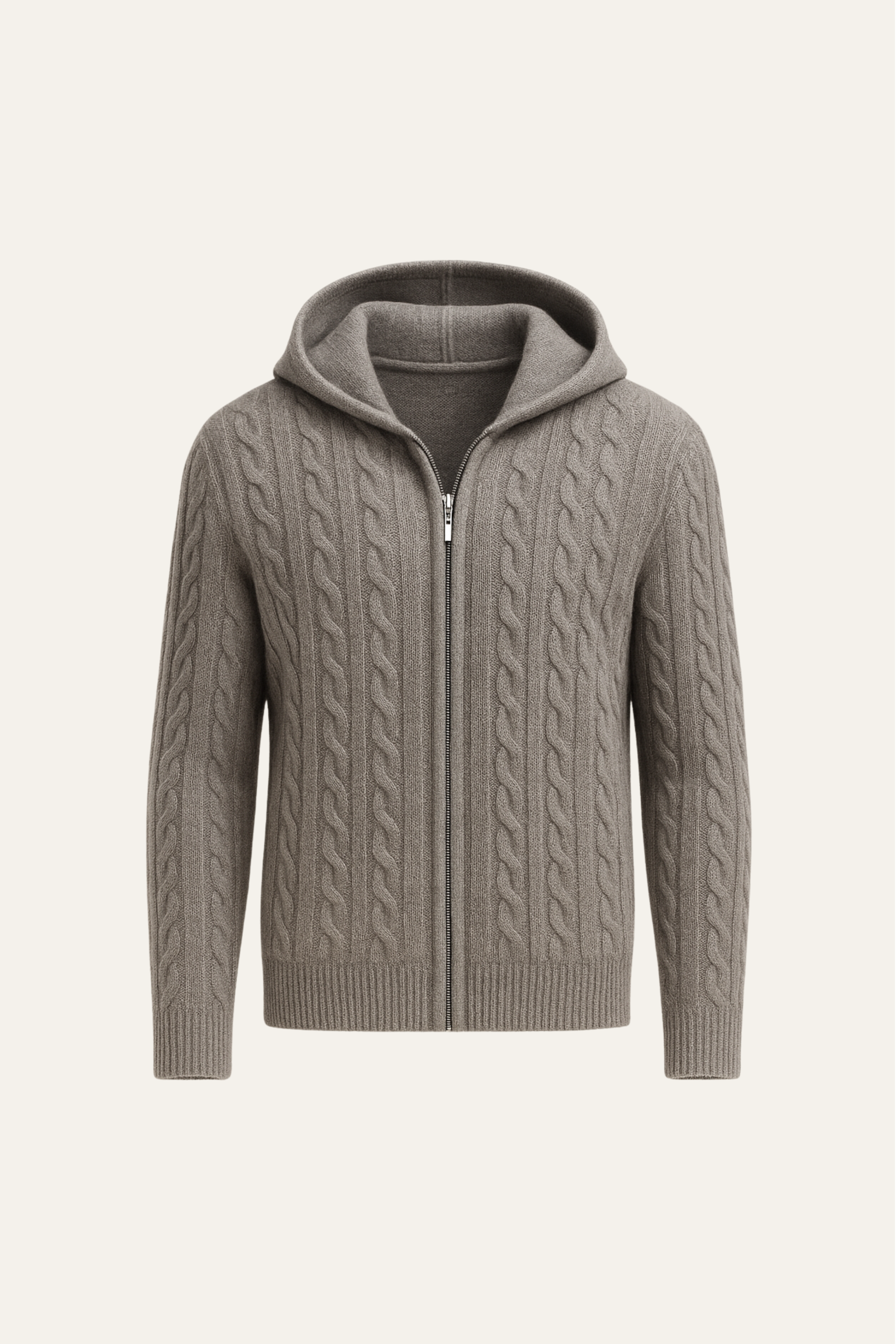 Talieri Hooded Cable Knit Grey - Emiral Couture
