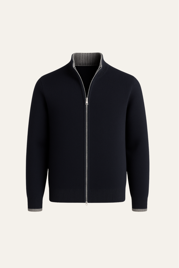 Leonardo Zip Cardigan Navy