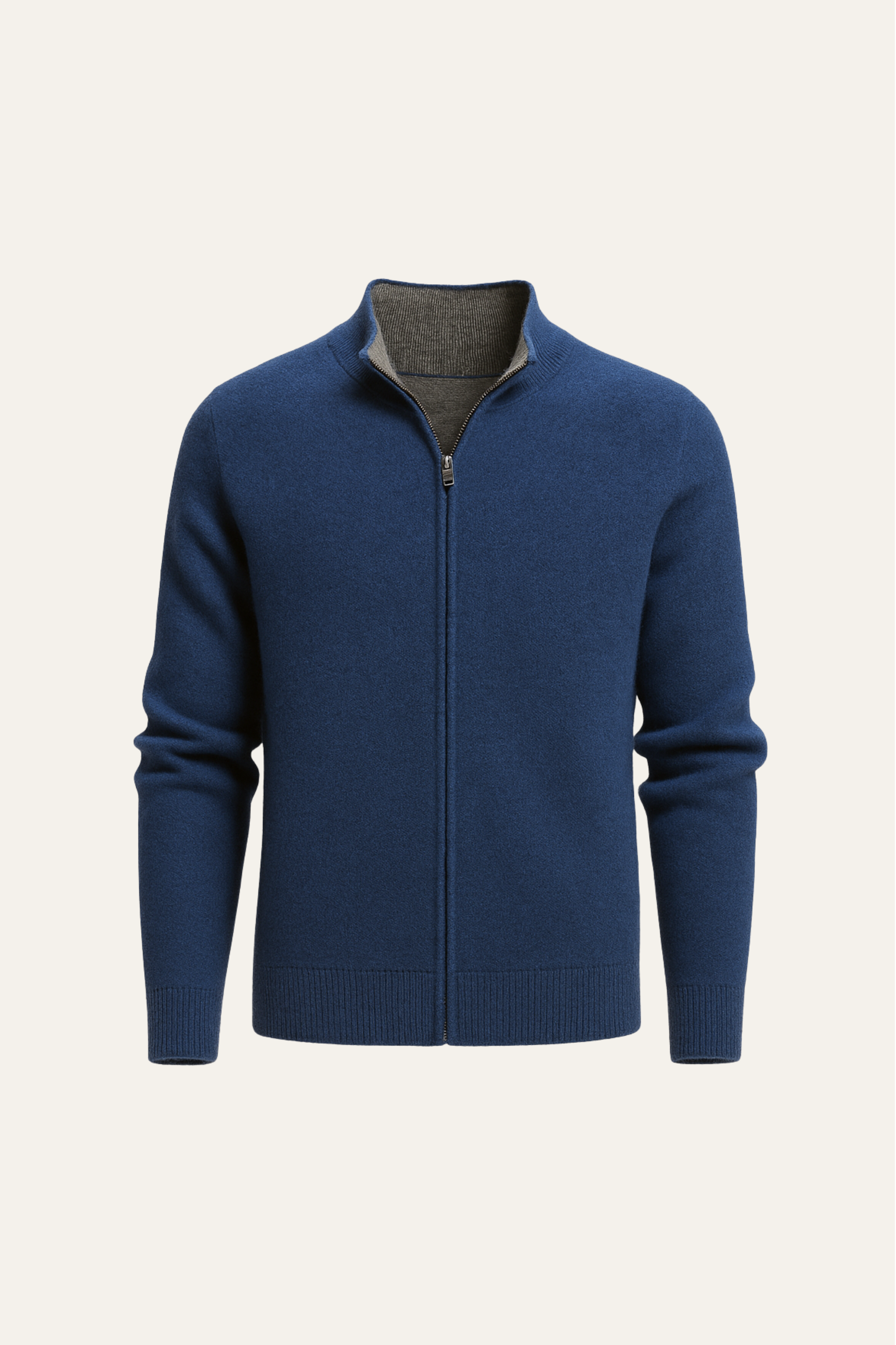 Georgio Reversible Cashmere Zip Knit Navy - Emiral Couture