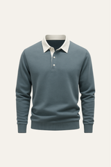 Cyan polo shirt by Emiral Couture with a classic fit and ribbed collar, perfect for casual wear.