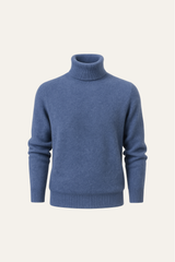Carezza Cashmere Turtleneck Blue - Emiral Couture