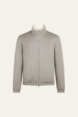 Emiral Couture Reverso Bomber Jacket in ivory, featuring a sleek design and elastic cuffs, displayed on a neutral background.