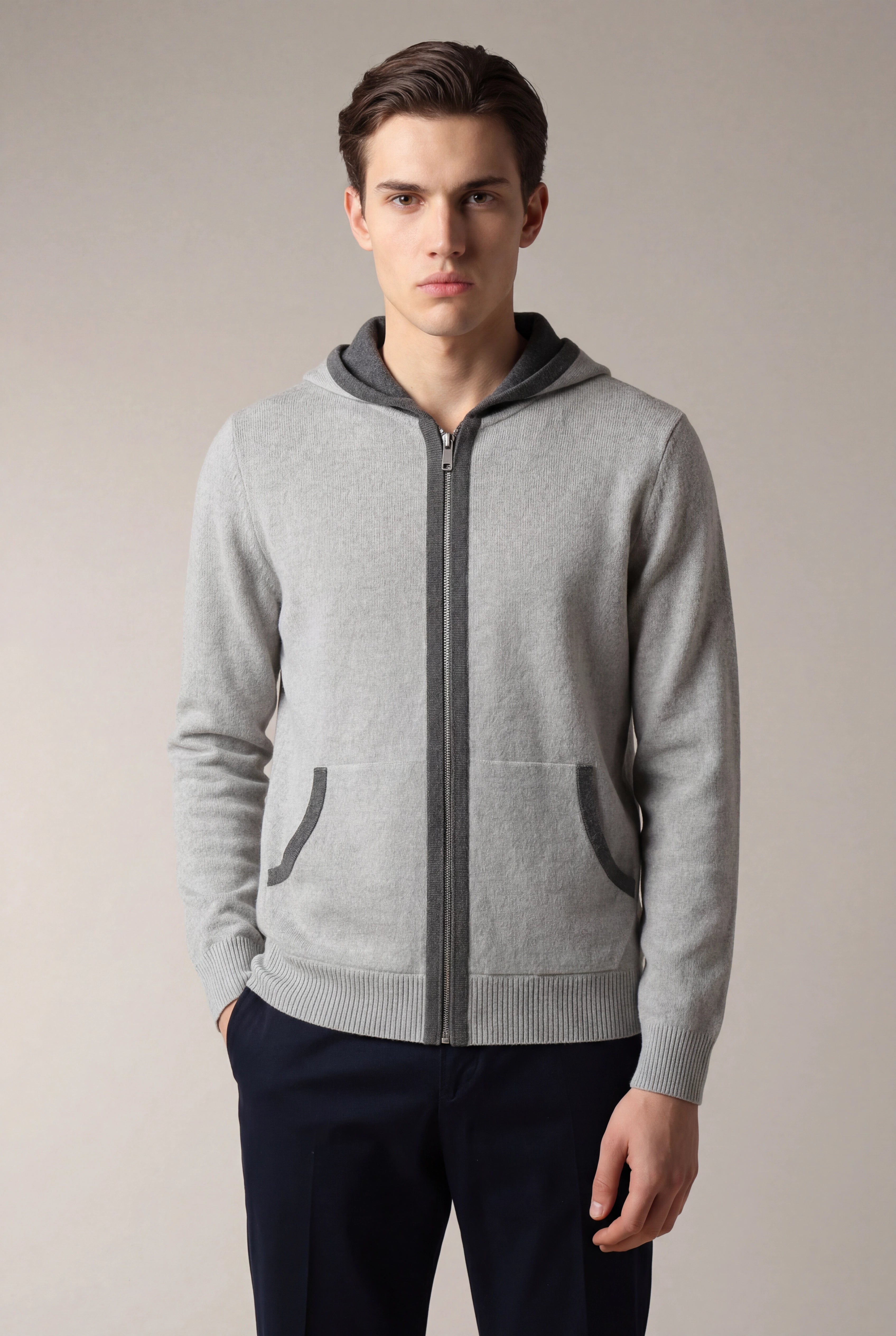 Santoni Extrafine Hoodie Grey