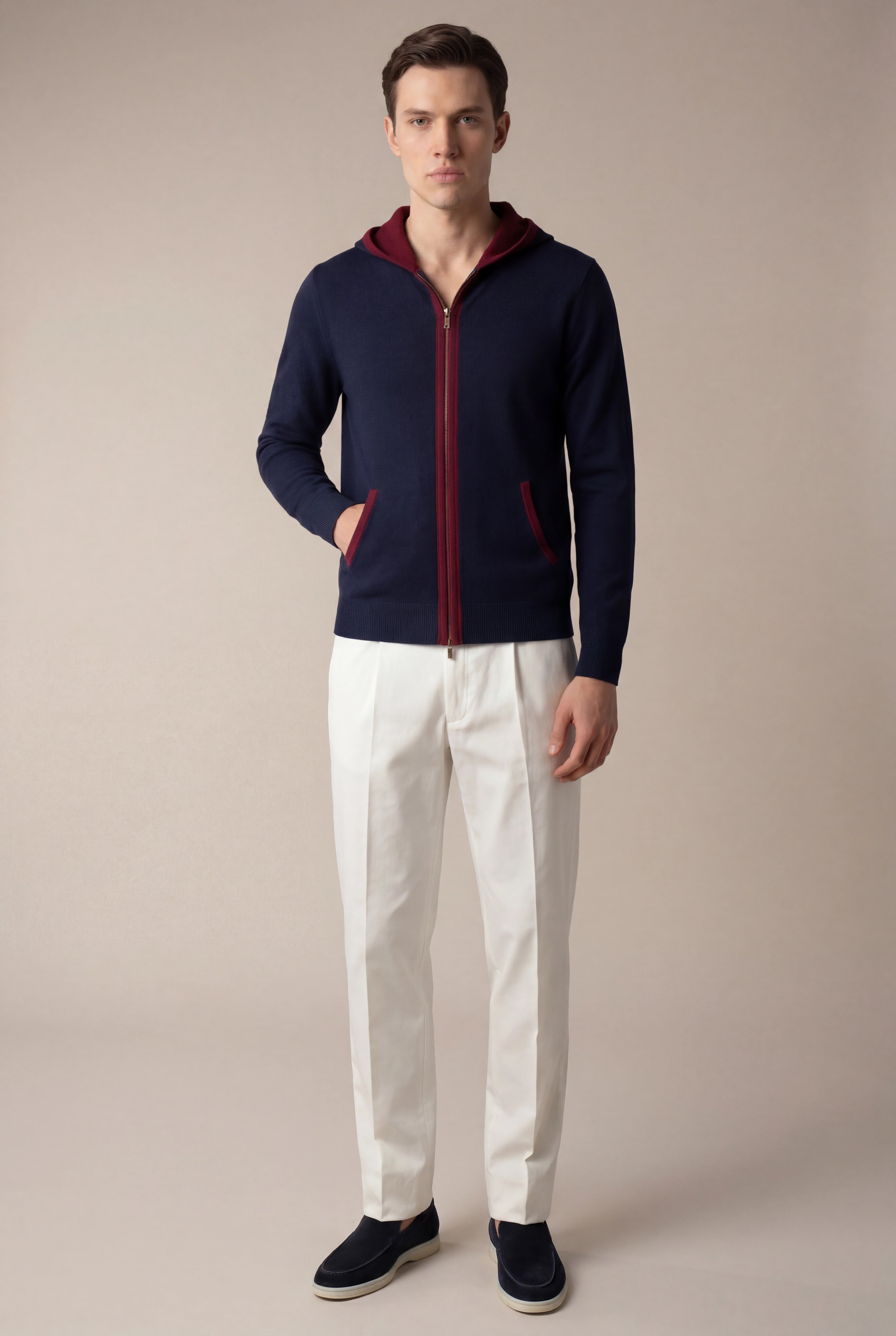 Santoni Extrafine Hoodie Navy