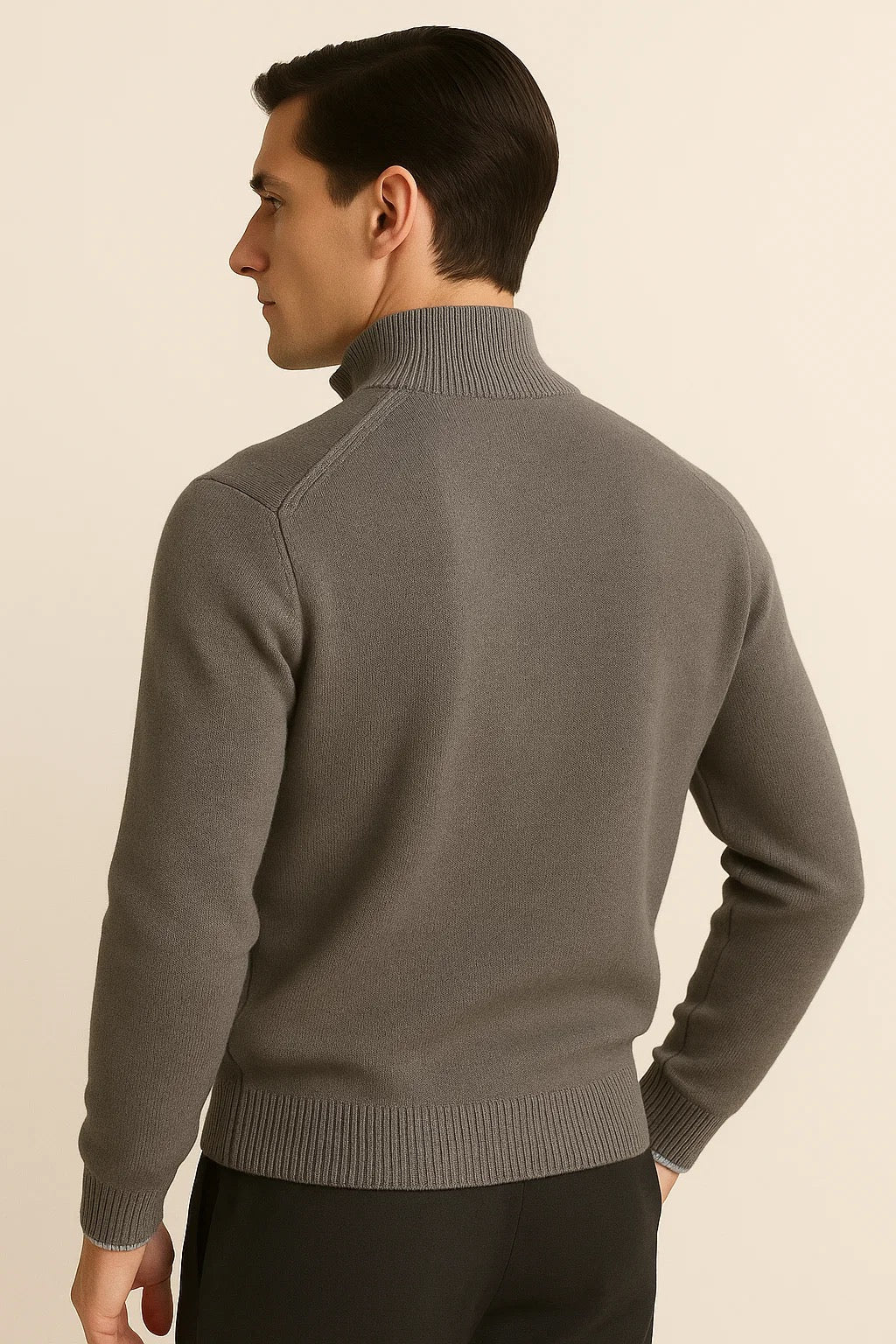 Emiral Couture grey zip cardigan featuring a stylish design and comfortable fit.