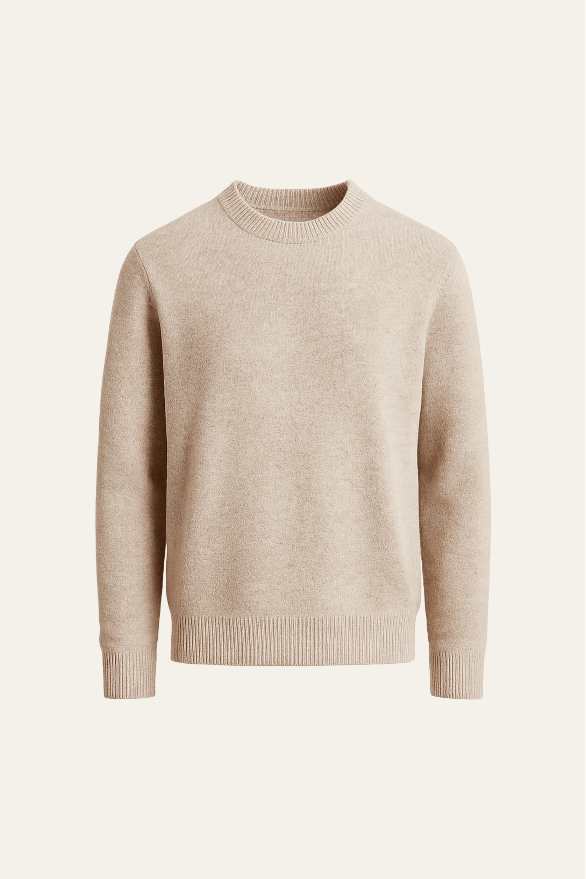 Emiral Couture Santiano cashmere knit in beige, showcasing soft texture and elegant design.