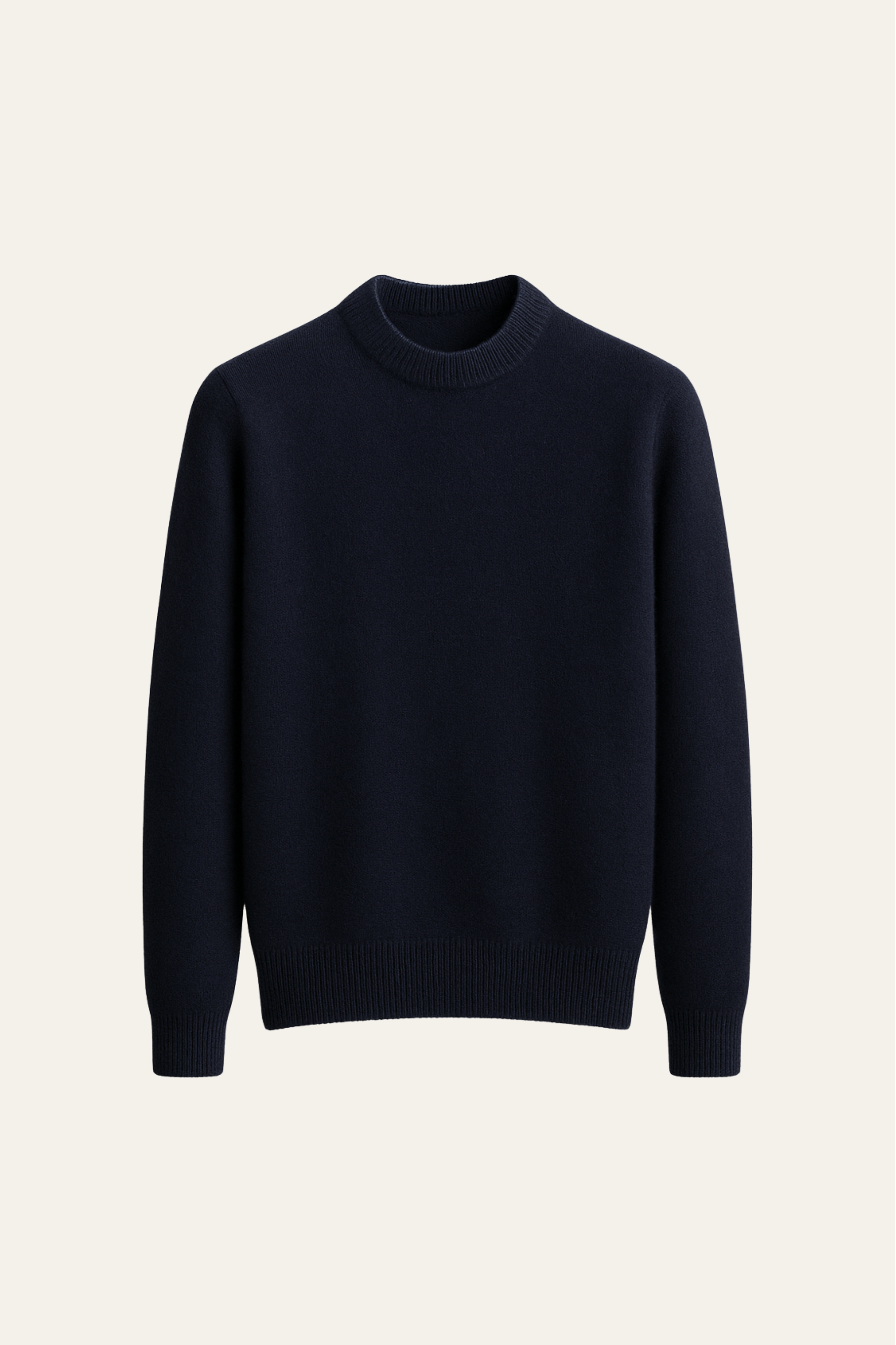 Emiral Couture Santiano cashmere knit in navy, featuring a soft texture and elegant ribbed design.