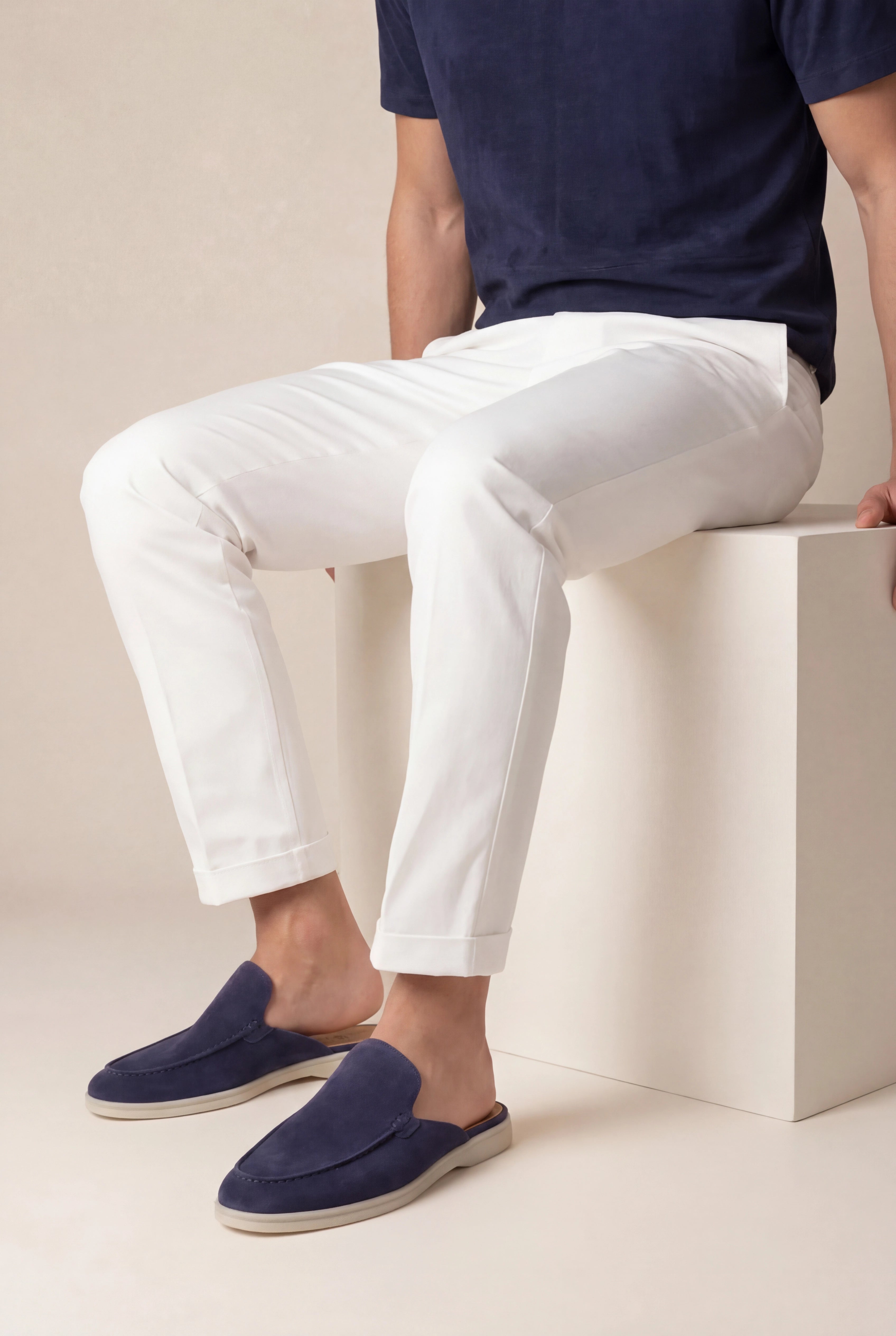 Navy Suède Yacht Mule