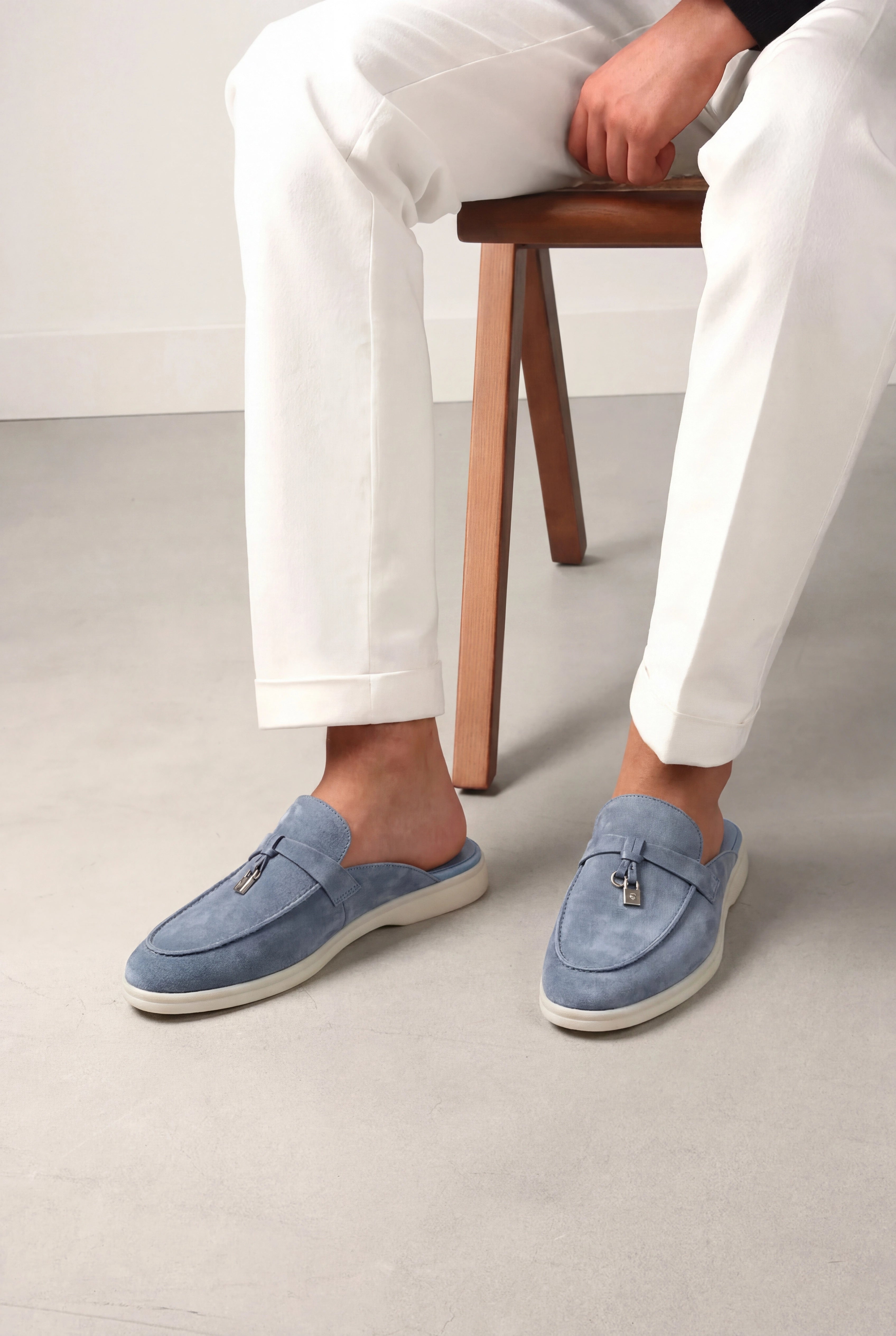 Suède Blue Grey Explorer Mule