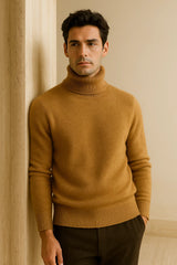 Carezza Cashmere Turtleneck Brown - Emiral Couture